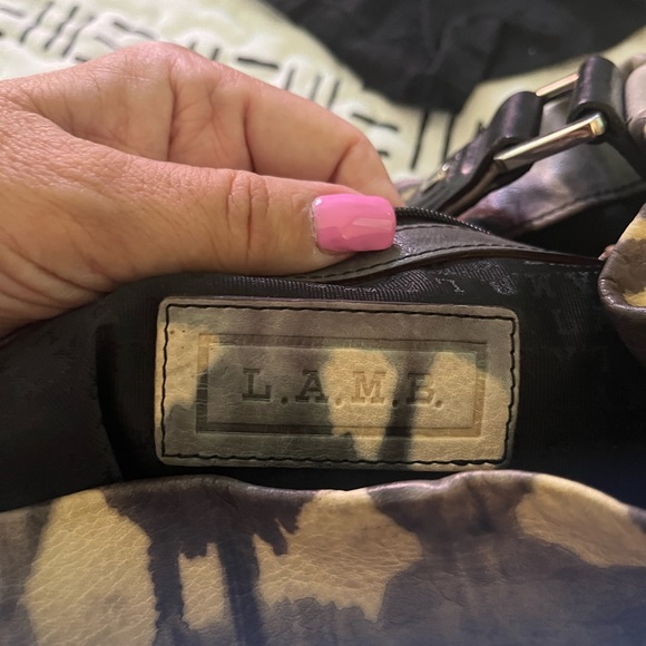 Vintage L.A.M.B. Leather Josephine Tie Dye Handbag w/ Dust Bag - Picture 6 of 15